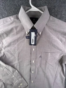 Stafford Button Up Shirt Men’s Long Sleeve NWT 15.5 34-35 Reg DK Brown Adult - Picture 1 of 11
