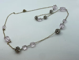 Collar J Crew tono dorado cristal rosa 32" - Imagen 1 de 10