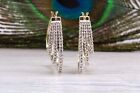 Diamond set Yellow Gold Dropper Earrings with Latch Back Fittings