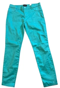The Childrens Place Pants Girls 14 Aqua Glitter Stretch Skinny Flat Front Trendy - Picture 1 of 9