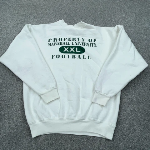 Vintage Marshall Thundering Herd Sweatshirt Men Large Crew Neck Sweater USA 90s Cover