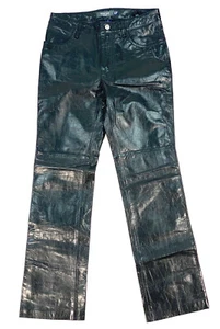 Vintage y2K 00s Leather Pants GAP Bootcut Biker Moto Black ss 2000 Size 6 / 28” - Picture 1 of 8