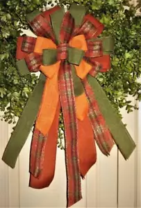 10 " FALL BOW for FLORAL DOOR WREATH SWAG GARLAND MAILBOX FENCE POST # B 17 rb - Picture 1 of 4