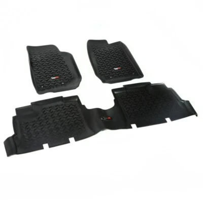 Rugged Ridge Floor Liner Front/Rear Black 2007-2018 Jeep Wrangler JK 4 Dr - Image 1 of 4