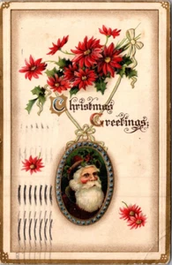 SALUDOS DE NAVIDAD Santa Claus c1911 postal en relieve - Imagen 1 de 2