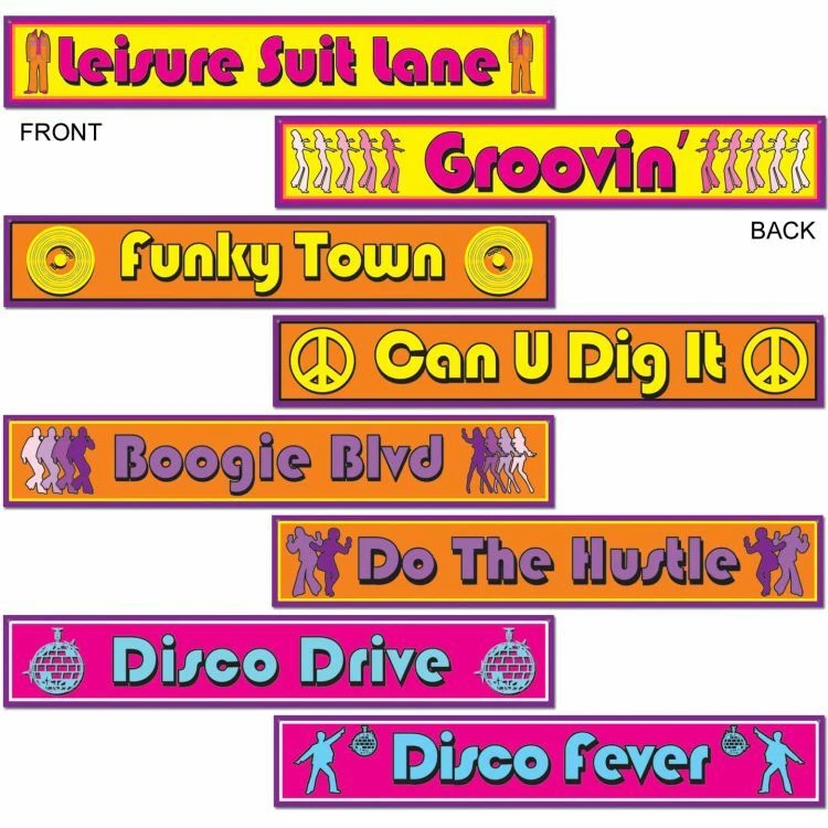 迪斯科街头标志镂空 4 包纸 4 x 24 英寸 1970 年代 70 年代派对装饰 — 第 1/1 张图片