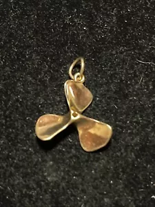 14K Solid Yellow Gold Polished 3D Boat Propeller Dangle Charm 2g - Picture 1 of 5
