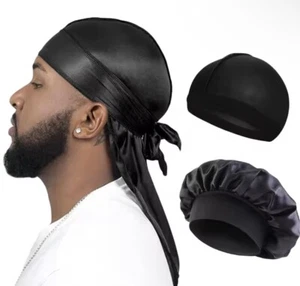 New 9 PCS Men Silky Durag Long Tail Pirate Hat Turban Dome Wave Cap 3 Of Each - Picture 1 of 1