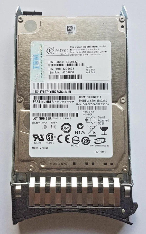 146 GB SAS 6Gb/S IBM Xseries 43D0632 10000rpm HDD 2.5 " Intern Hard Drive+Caddy - Image 1 of 1