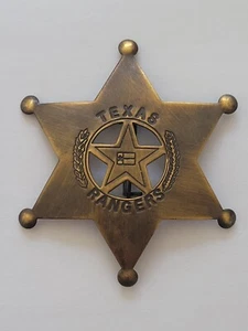 Réplica Estrella de latón liso Texas Rangers Company B Insignia Viejo Oeste Oeste Insignia 3 - Imagen 1 de 2