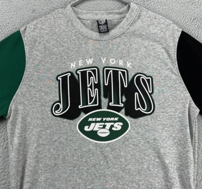 Suéter New York Jets Para Hombres Gris Medio Bloque de Color Cuello Redondo Sudadera NFL NUEVO Foto 1 de 4