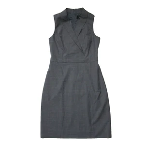 NWT J.Crew Tuxedo Sheath in Heather Coal V-Neck Sleeveless Stretch Wool Dress 6 - Picture 1 of 5