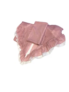 Vintage 1970s Sears Rare Set 3 Curtains Window Treatments Drapes Mauve Pink Lace - Picture 1 of 6