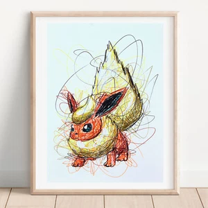 Impresión de bolígrafo Flareon, póster artístico de Pokémon - Imagen 1 de 3