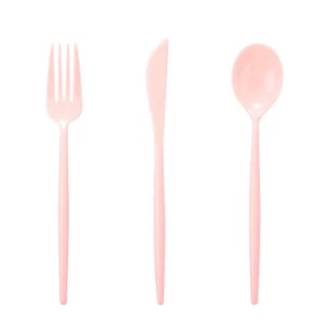 180-Piece Pink Plastic Silverware Set Forks Knives Spoons Party Tableware - Picture 1 of 8