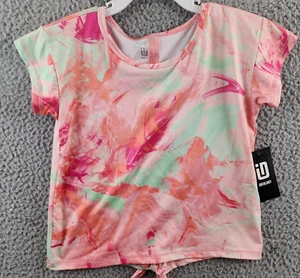 ID Ideology Scratched Paint Tie-Back Top Toddler Girls 6 Pink Shock Short Sleeve - Picture 1 of 12