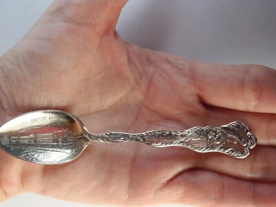 Antigua cuchara de recuerdo Demitasse exposición colombiana de plata de ley 4 1/8" Foto 1 de 4