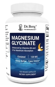 Glicinato de magnesio Dr. Berg's - totalmente quelado con vitamina D y B6, tapa 150 vegetales - Imagen 1 de 4