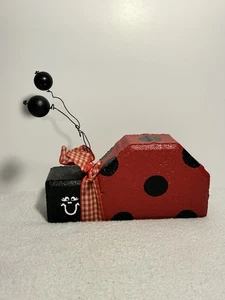 Ladybug Hand Painted Cement Paver Decor / Door Stopper - Picture 1 of 24