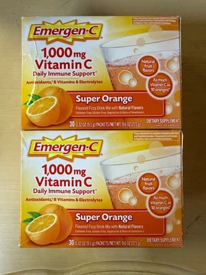 Emergen-C Super Orange 1000 mg - 2 cajas (60 paquetes) - Aumenta la inmunidad y la energía Foto 1 de 3
