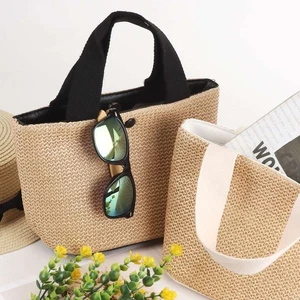 NUEVO Bolso Cubo de Paja para Mujer Pequeño Bolso de Mano Tejido Bolso de Mano Bolso de Hombro de Ratán - Imagen 1 de 14