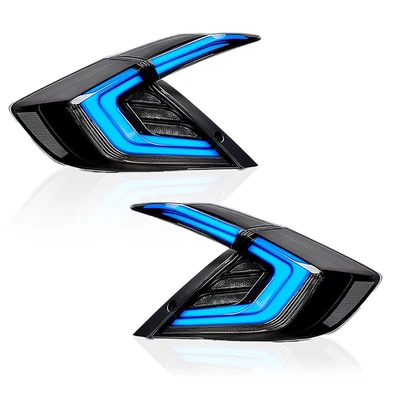 Smoked LED Tail Lights for Honda Civic Sedan 2016-2021 Start Up Blue Lights - Image 1 of 4