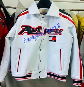 Mens Avirex Genuine Cowhide Leather Bomber Jacket American Flight Leather Jacket - Picture 1 of 5
