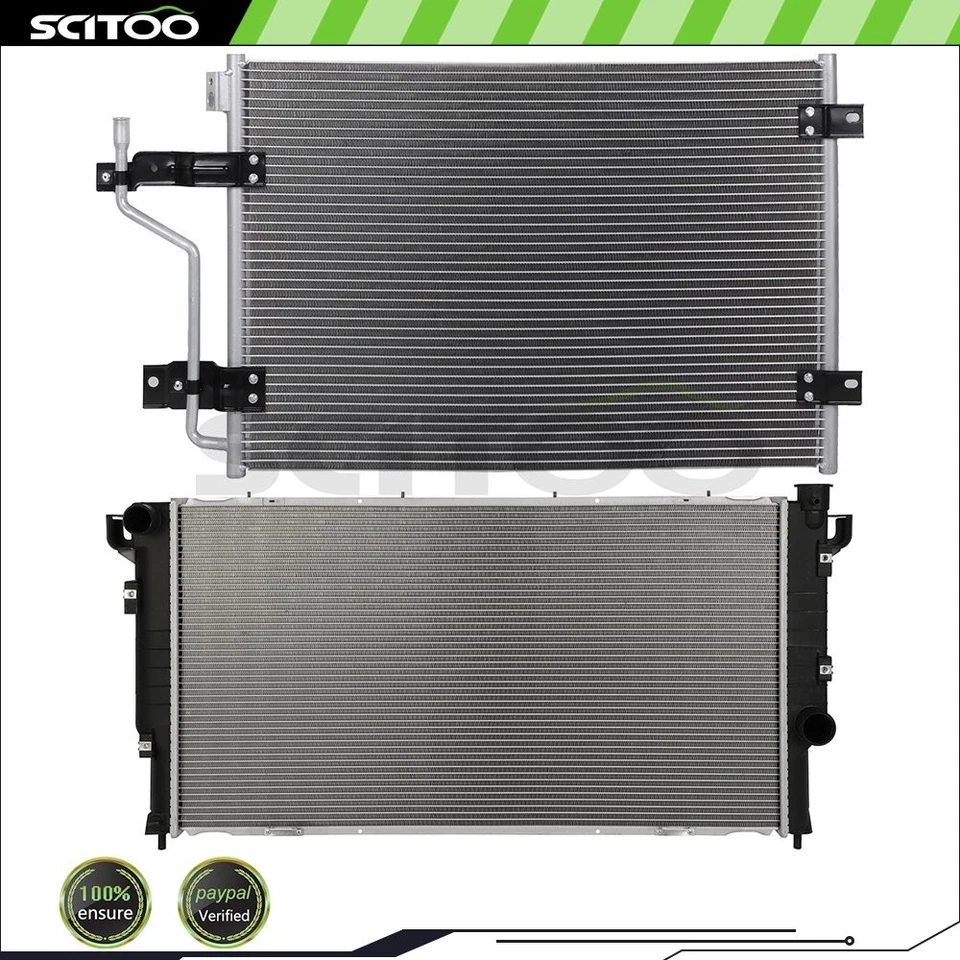 Car Radiator and A/C Condenser Fits 1998 1999 2000 01 02 Dodge Ram 2500 Ram 3500 - Image 1 of 4