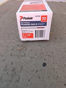 Cinta de papel Paslode 3 pulgadas x 0,120 clavos para enmarcar 30 grados vástago liso 750 quilates - Imagen 1 de 3