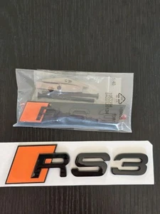 🍊RS3 Front Grill And Rear Badge Gloss Black And Orange set - Picture 1 of 1