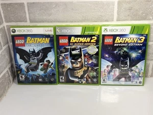 LEGO Batman 1 2 AND 3 (NEW) Collection Microsoft Xbox 360 - Complete & 1 Sealed - Picture 1 of 13