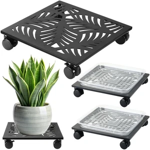 2 Paquetes Carrito de Plantas Cuadrado de Metal de 12" con Ruedas Planta Rodante de Hierro Grande Sta... - Imagen 1 de 9
