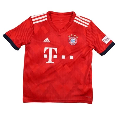 Adidas Bayern Munich Soccer Jersey Football T-Shirt Climalite Red Kids M - Flaw - Image 1 of 4