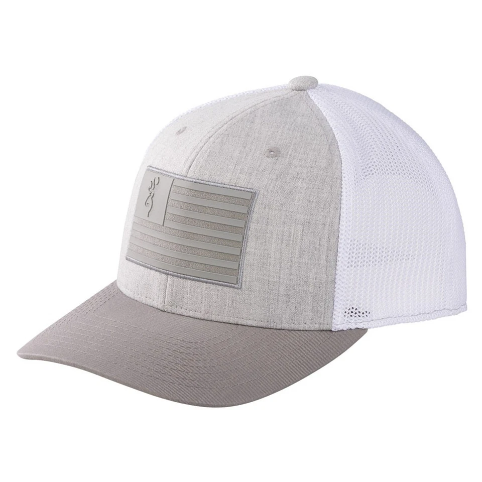 Browning Recon Flag Baseball Cap 308033791 Snap Closure Low Profile Gray