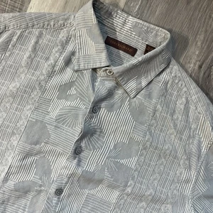 Tori Richard Mens XLarge Gray Floral Hawaiian Button Up Shirt Silk Short Sleeve - Picture 1 of 9
