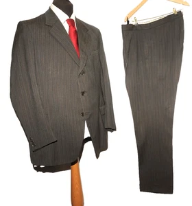 VINTAGE TAILLIERTER GRAUER ANZUG MIT EINREIHIGEN STREIFEN 42'' R W 40'' - Bild 1 von 19