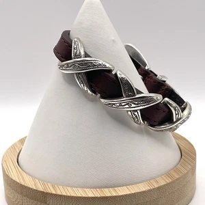 Bracciale Brighton Kris Kross Bandit 6” Pelle Marrone Argento X Fibbia Incisa - Foto 1 di 9