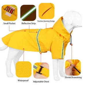 Wasserdichter Hunde Regenmantel mit Kapuze Reflektierend für Große Hunde - Bild 1 von 11