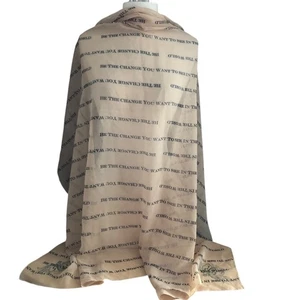 RR RACHEL ROY Scarf Neutral Tan Black Semi Sheer Be the Change XL Wrap 40 SQ NEW - Picture 1 of 9