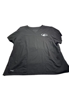Greys Anatomy By Barco 4XL Black Scrub Top Custom Embroidered Wolf Logo - Picture 1 of 6