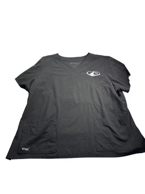 Greys Anatomy By Barco 4XL Black Scrub Top Custom Embroidered Wolf Logo - Image 1 of 4
