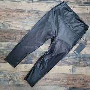Deer K Athletic Capri Leggings Black Shimmer Sport Style Outfit Sz XL Junior's - Picture 1 of 8