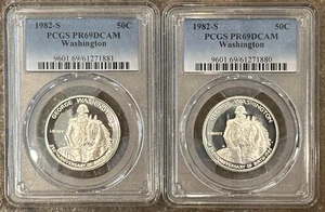 TWO (2) 1982-S PF69 George Washington Commemorative Half Dollar PCGS - Picture 1 of 8