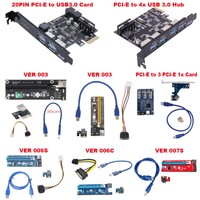 PCI-E Riser Card 1x to 16x USB 3.0 VER 006C 006S 007S Mining Extender Board Lot