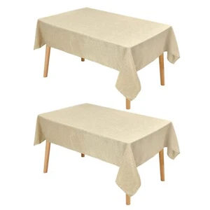 2 Pack Faux Linen Square Tablecloth - Wrinkle and Stain Resistant Washable Ta... - Picture 1 of 7