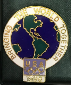 1996 Atlanta Olympic Rings Commemorative Pin Summer XXVI Olympiad USA 96 US Team - Picture 1 of 1