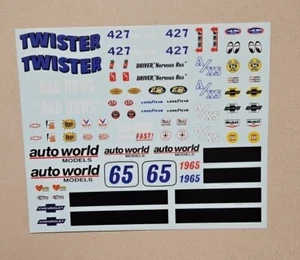 AMT 1/25 1965 TWISTER AWB CHEVY II NOVA FUNNY CAR DECAL SHEET - Picture 1 of 1