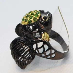 Chromdiopsid Spinell Ring FISCH 925 Silber 585 Gelbgold vergoldet 18,4 mm 58 - Bild 1 von 5