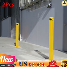 2 PCS Safety Bollard Post Parking Pole 42H*4.5D in Yellow with 8 Anchors Bolt
