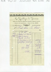 Dépt 07 - Privas Avenue de Coux - Belle Entête d'un Journal du 14/08/1933 - Bild 1 von 1